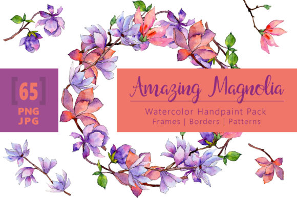 Amazing Magnolia Watercolor Flower Set and Illustrations