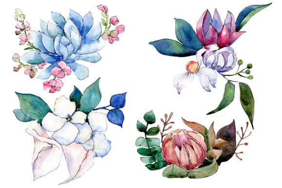 Bouquet Ruddy Dawn Watercolor Illustrations