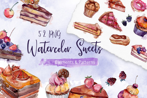 Cake Sweet Happiness Watercolor Illustrations