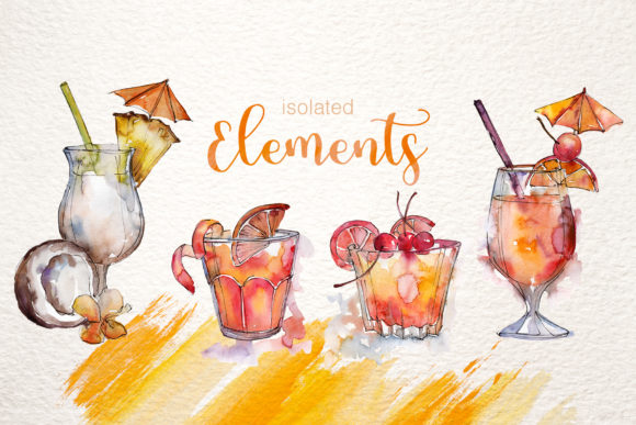 Cocktail Watercolor Illustrations