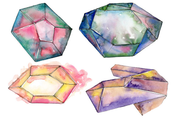 Crystals Magic Watercolor Illustrations