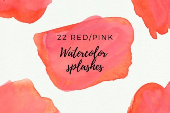 Delicate Red Pink Watercolor Splashes Illustrations