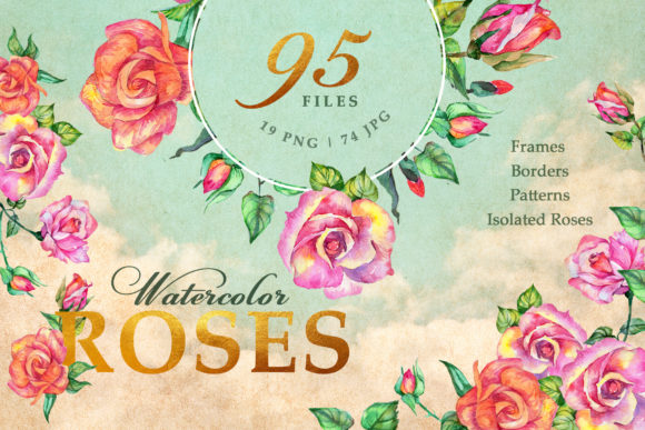 Delicate Red Roses Watercolor Illustrations