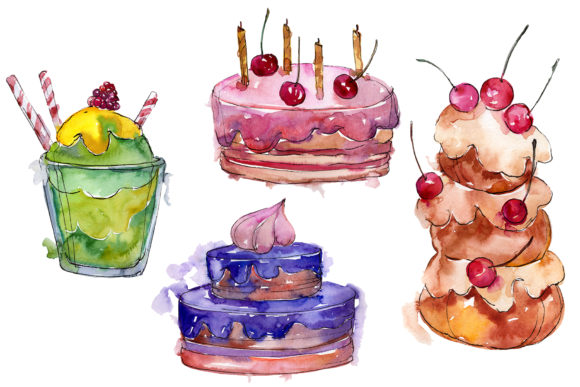 Dissert Sweet Paradise Watercolor Png