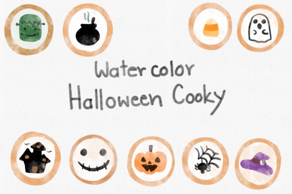 Fancy Watercolor Halloween Cooky Illustrations