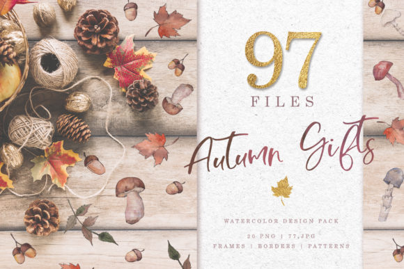 Gifts of Autumn Watercolor Set Illustrations
