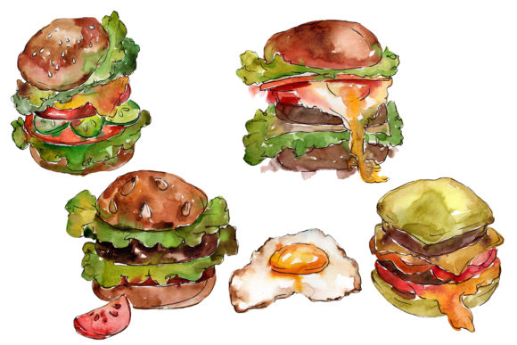 Hamburger for Gentleman Watercolor
