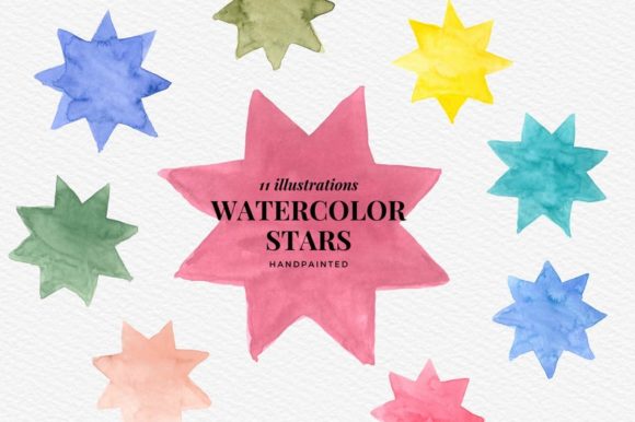 Hand-painted Watercolor Stars Set Illustrations