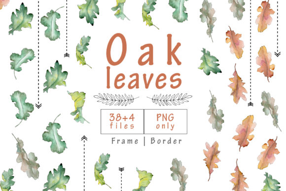 Oak Leaves Watercolor Set & Illustrations
