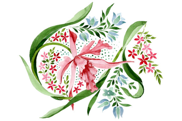 Pink Floral Ornament Watercolor Illustrations