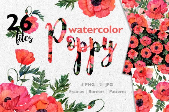 Red Poppy Watercolor Illustrations