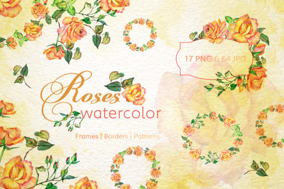 Roses Watercolor Yellow Illustrations