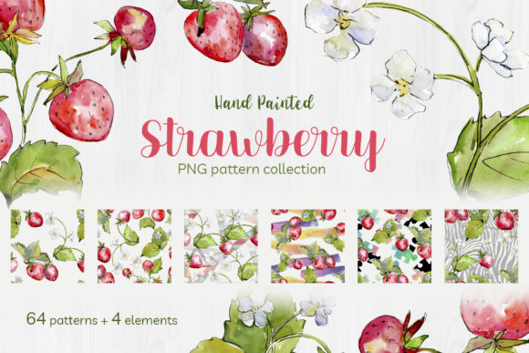 Sweet Watercolor Strawberry Illustrations