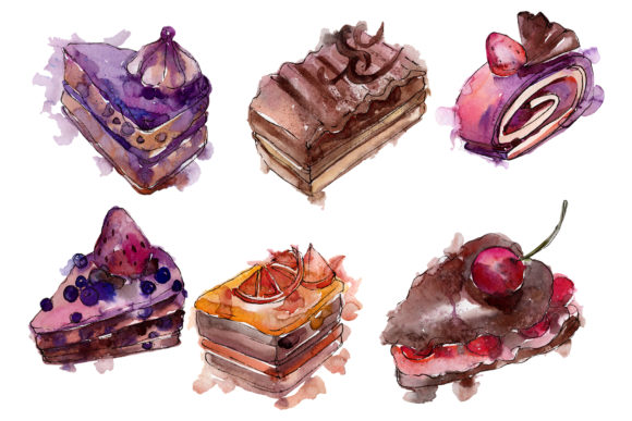 Sweet Yummy Cake Watercolor