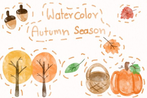 Watercolor Fall Season Autumn Illustrations