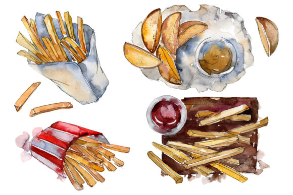 Watercolor French Fries