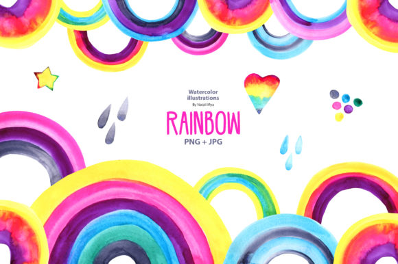 Watercolor Rainbow Set Illustrations