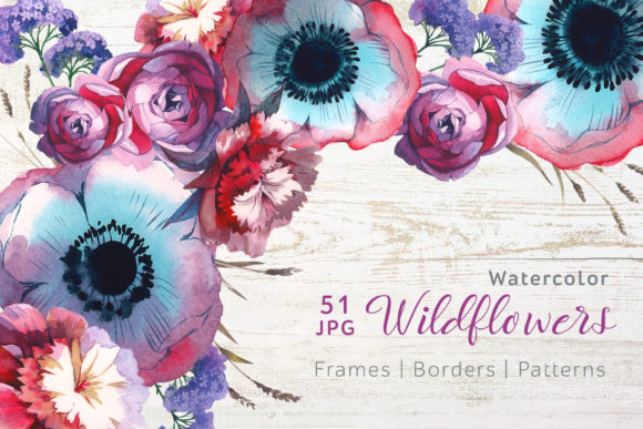 Wildflowers Watercolor Set for Illustrations